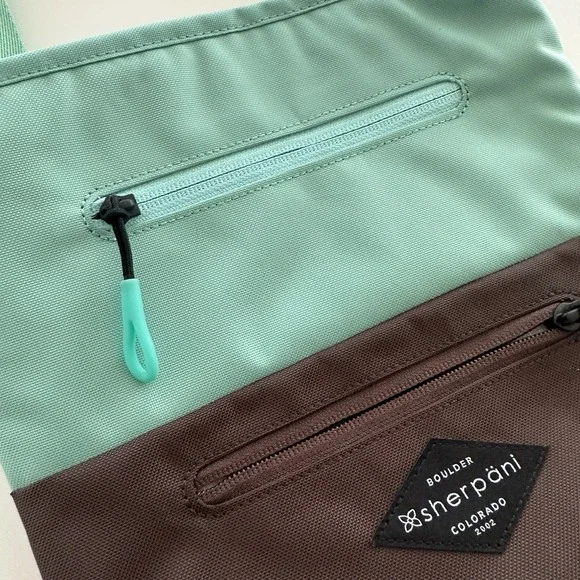 Sherpani Bag RFID Travel Crossbody Seagreen Nylon Clolorblock Sadie Vegan - Picture 3 of 10